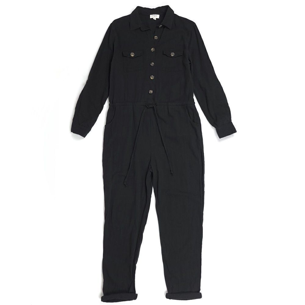 UMGEE Button Down Tapered Long Sleeve Workwear Jumpsuit Coverall Small Black 90s